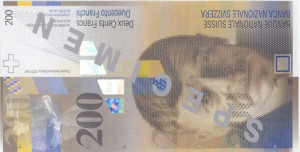 200 franków szwajcarskich 8 seria awers